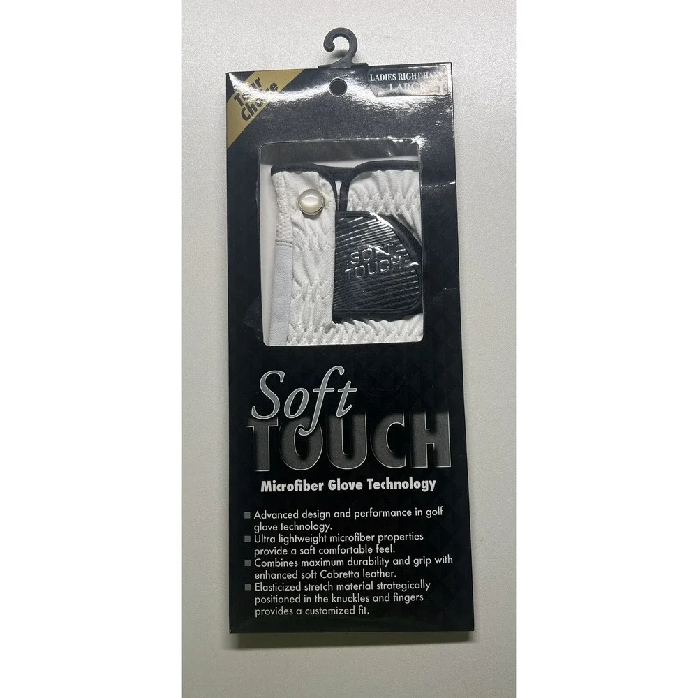 Soft Touch Womens Golf Glove‎  Right Hand Microfiber Grip Large White